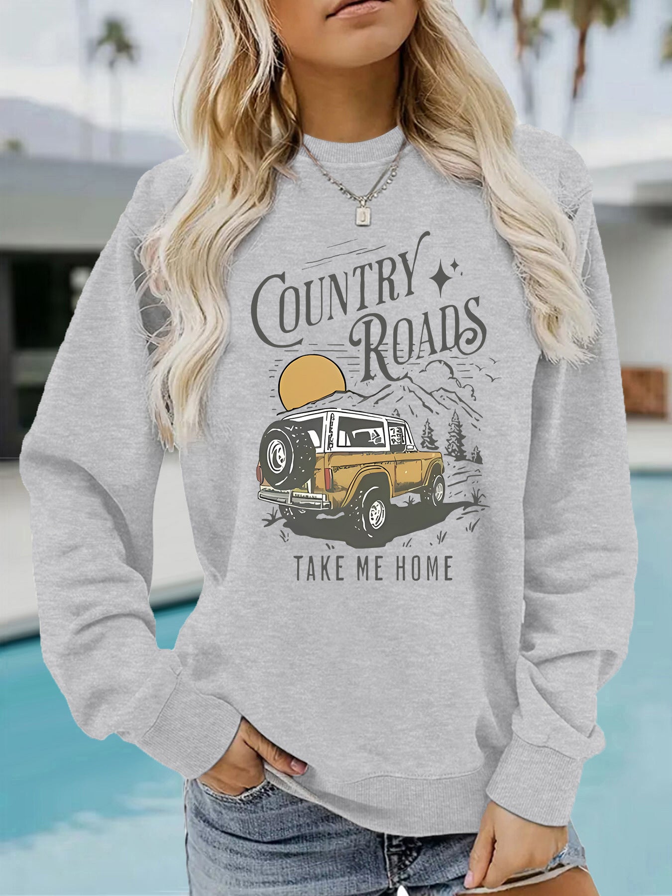 Car pattern printed hoodie round neck hoodie