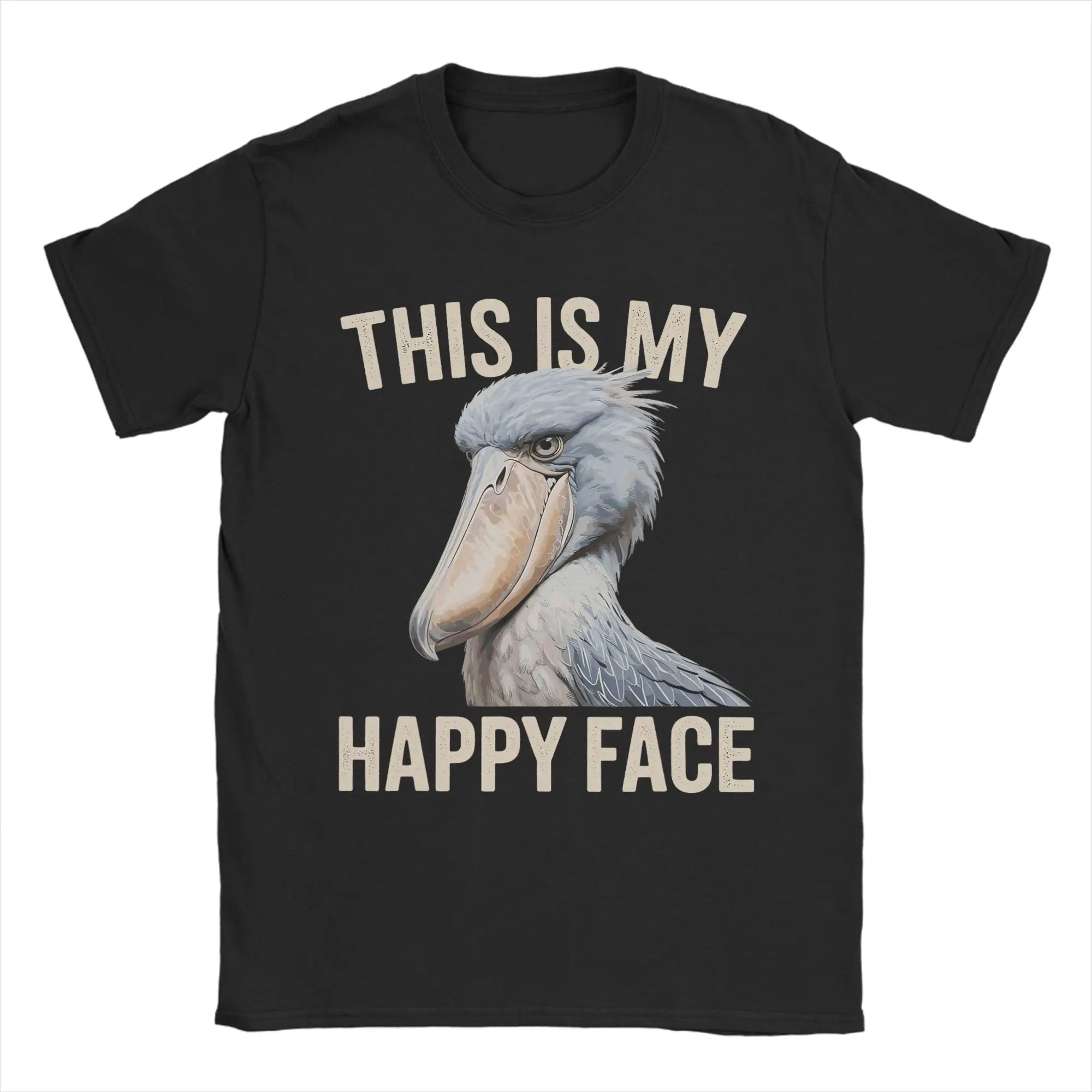 Majestic Shoebill Stork Portrait Vintage T-Shirt for Men  Fun Pure Cotton Tee Shirt Round Collar Short Sleeve T Shirts Gift Tops