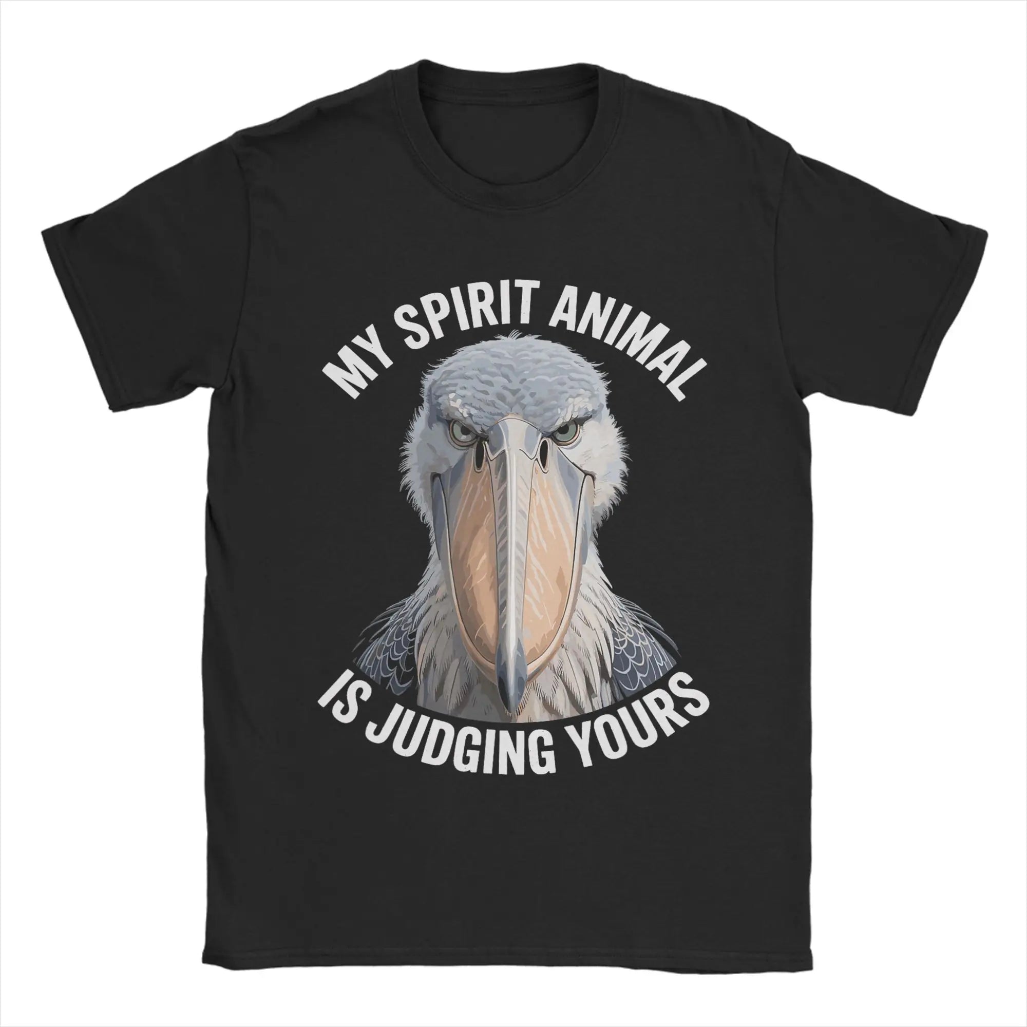 Majestic Shoebill Stork Portrait Vintage T-Shirt for Men  Fun Pure Cotton Tee Shirt Round Collar Short Sleeve T Shirts Gift Tops