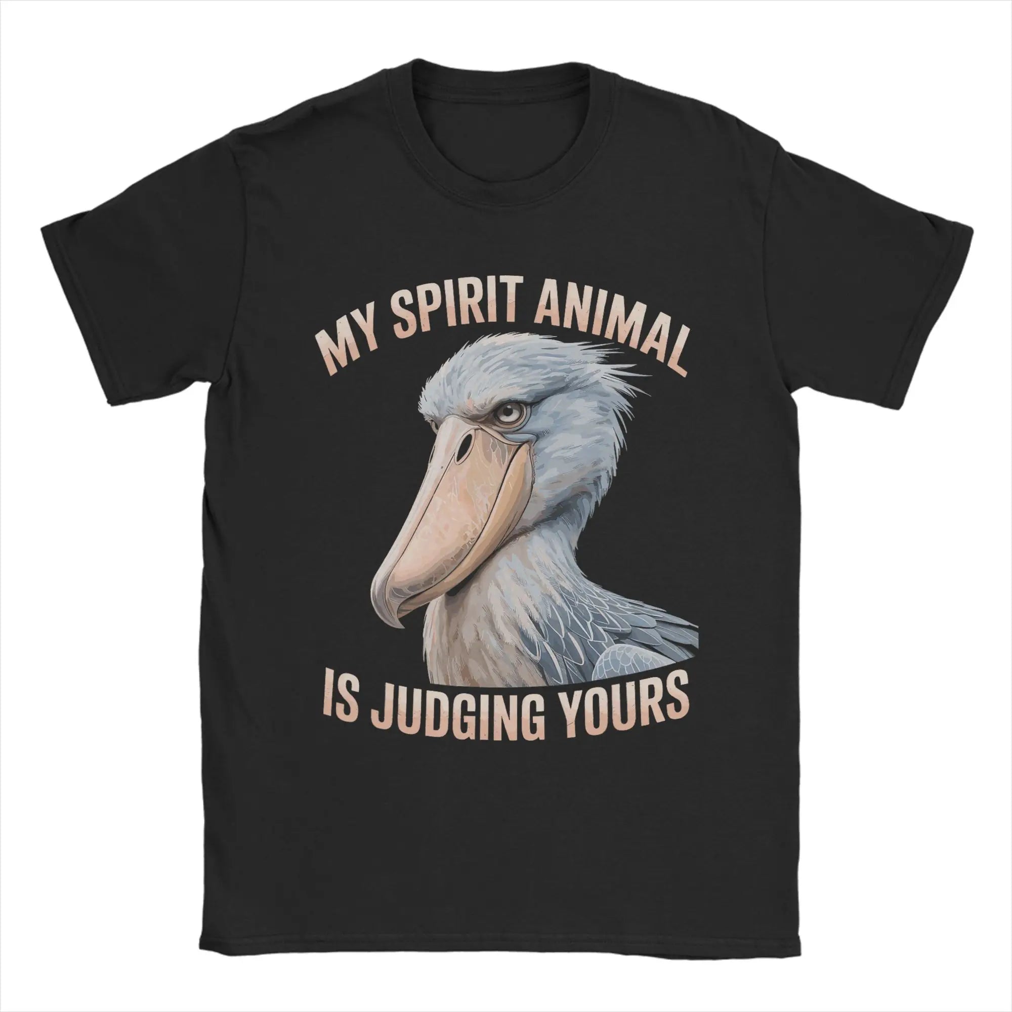 Majestic Shoebill Stork Portrait Vintage T-Shirt for Men  Fun Pure Cotton Tee Shirt Round Collar Short Sleeve T Shirts Gift Tops