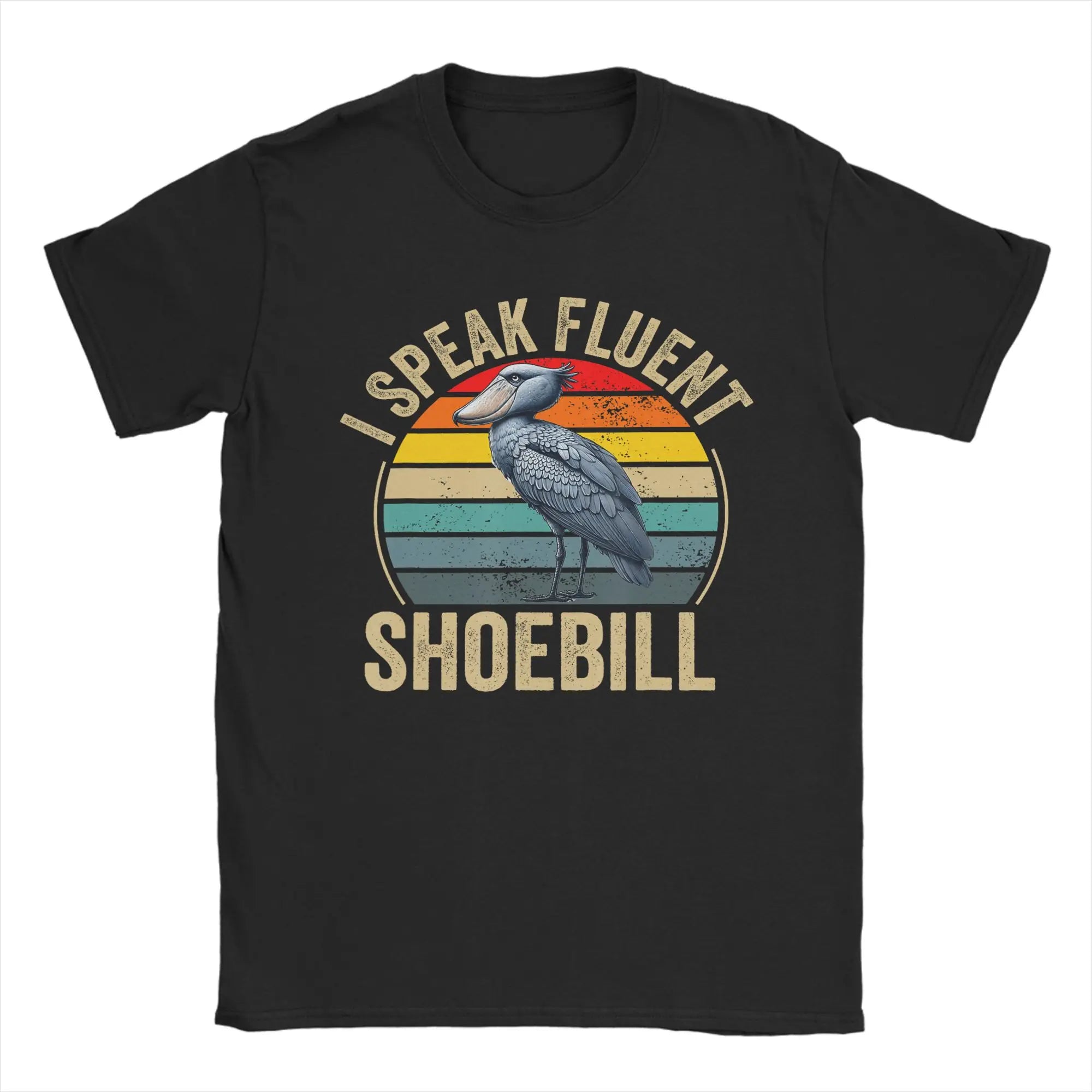 Majestic Shoebill Stork Portrait Vintage T-Shirt for Men  Fun Pure Cotton Tee Shirt Round Collar Short Sleeve T Shirts Gift Tops