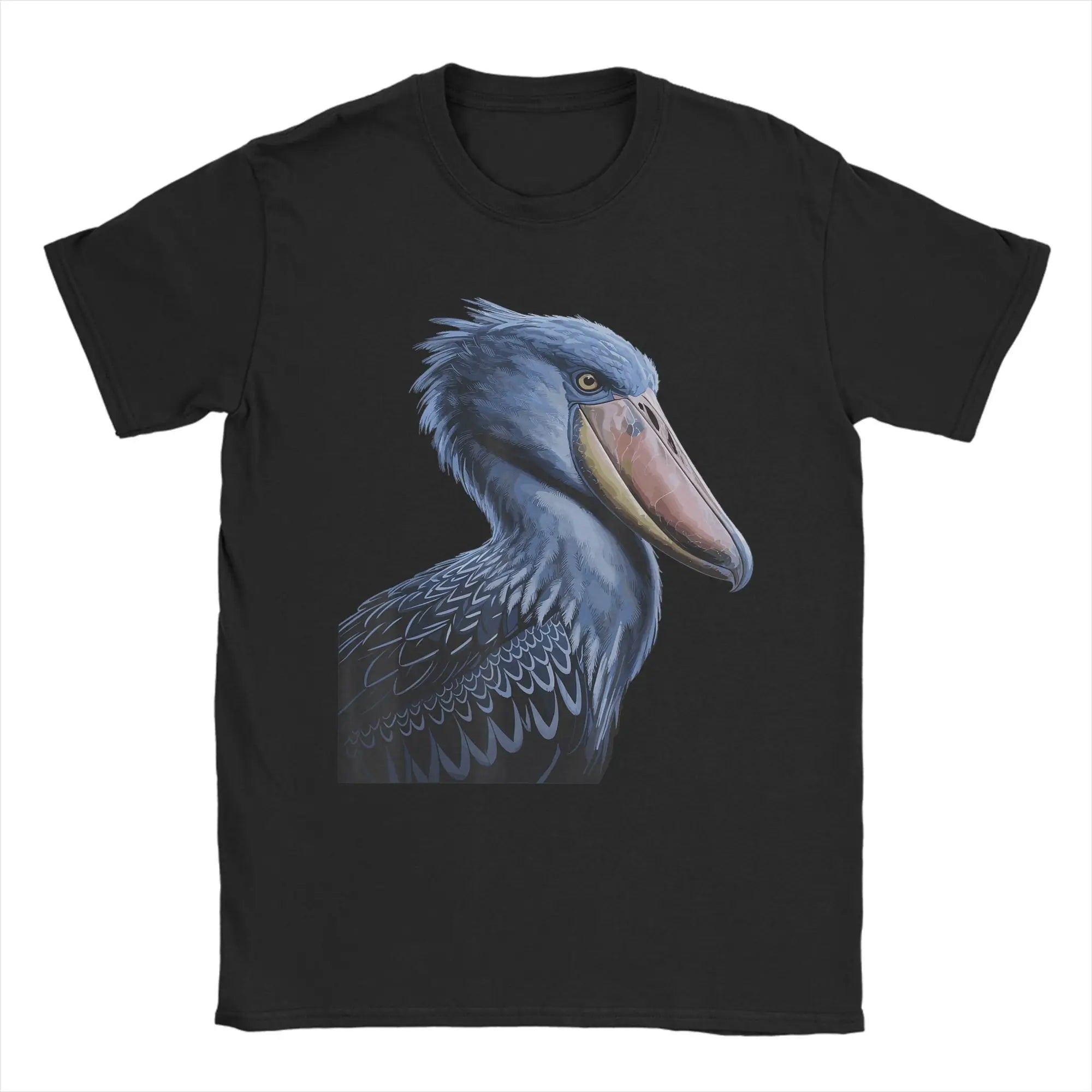 Majestic Shoebill Stork Portrait Vintage T-Shirt for Men  Fun Pure Cotton Tee Shirt Round Collar Short Sleeve T Shirts Gift Tops