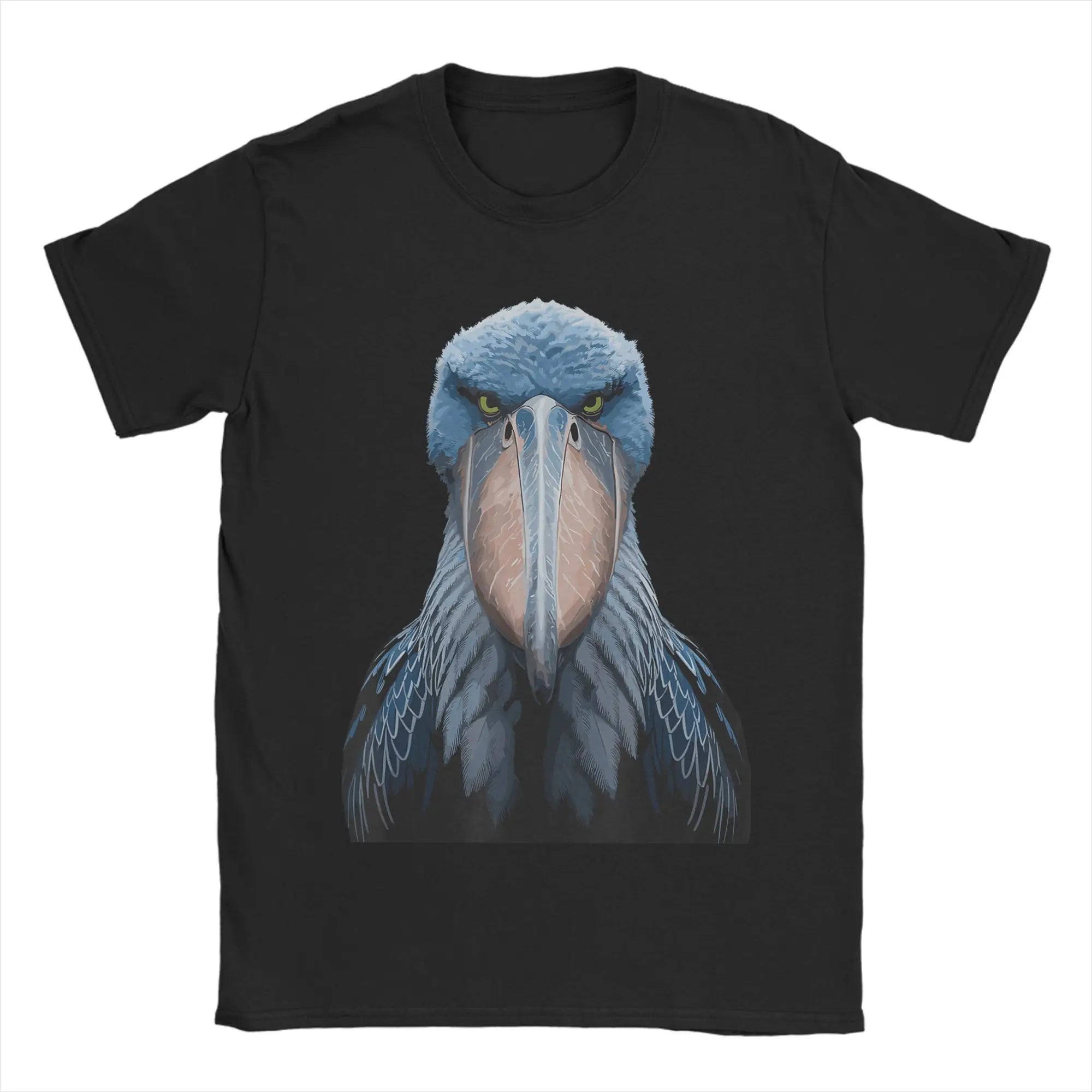 Majestic Shoebill Stork Portrait Vintage T-Shirt for Men  Fun Pure Cotton Tee Shirt Round Collar Short Sleeve T Shirts Gift Tops