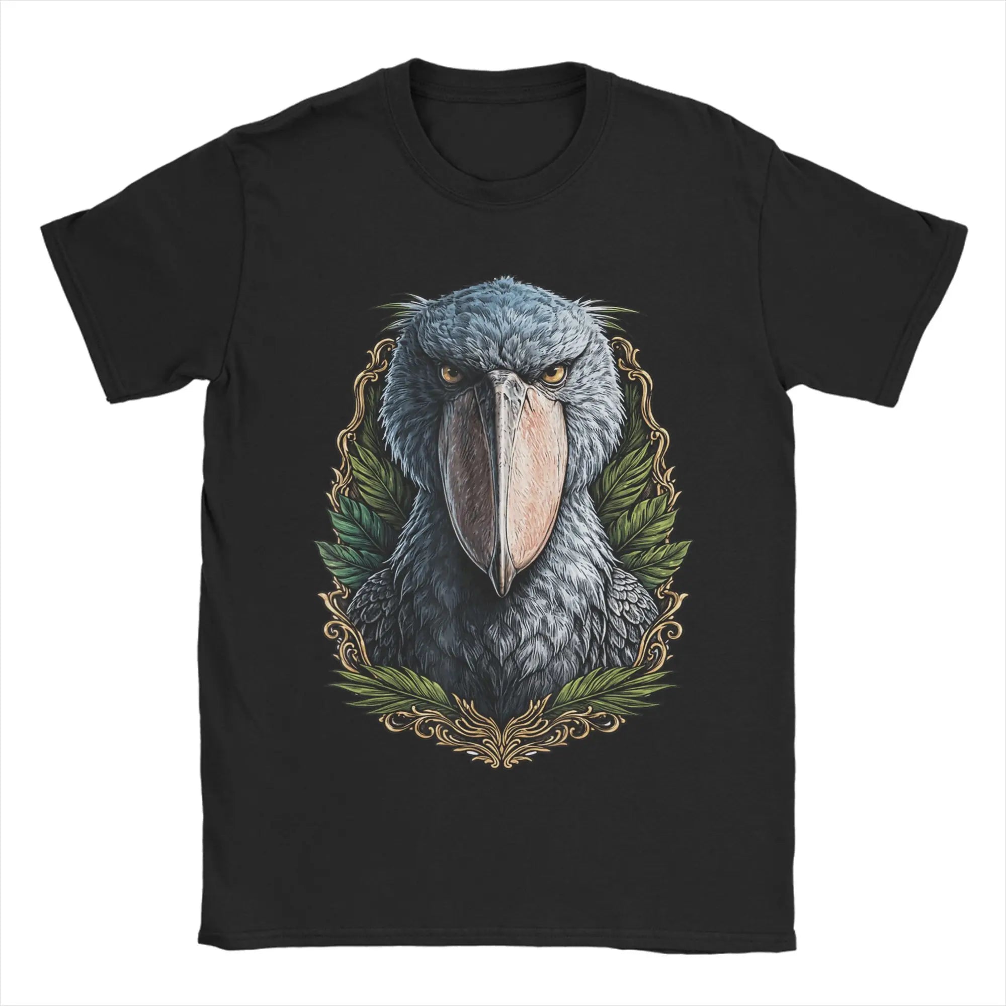 Majestic Shoebill Stork Portrait Vintage T-Shirt for Men  Fun Pure Cotton Tee Shirt Round Collar Short Sleeve T Shirts Gift Tops