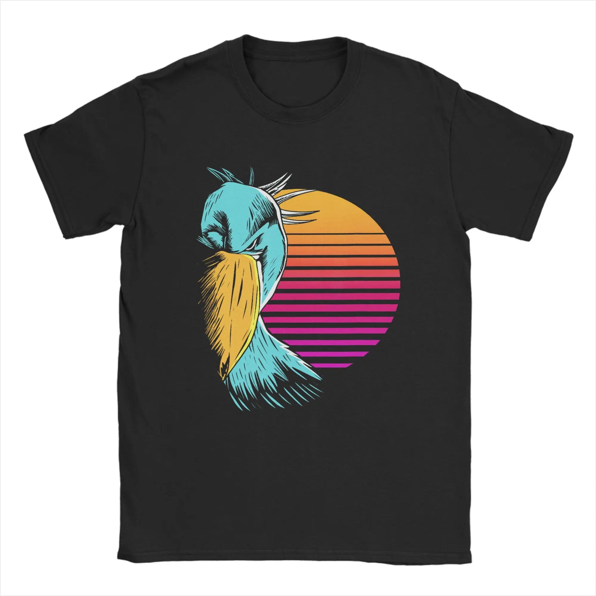 Majestic Shoebill Stork Portrait Vintage T-Shirt for Men  Fun Pure Cotton Tee Shirt Round Collar Short Sleeve T Shirts Gift Tops