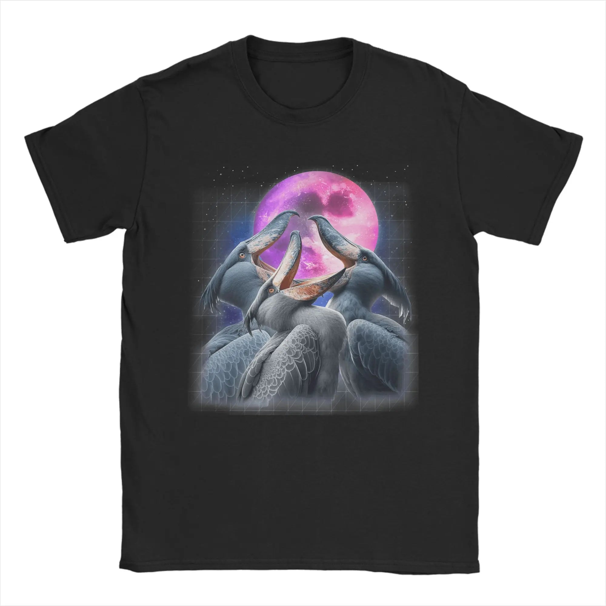 Majestic Shoebill Stork Portrait Vintage T-Shirt for Men  Fun Pure Cotton Tee Shirt Round Collar Short Sleeve T Shirts Gift Tops